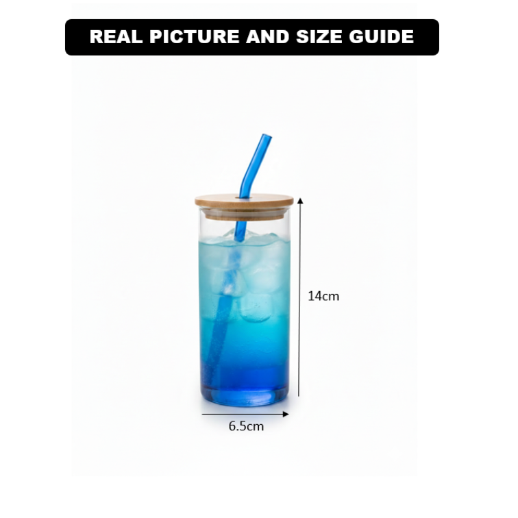 Round Glass Tumbler & Straw with Wooden Airtight Lid - All-In-One Store Pakistan