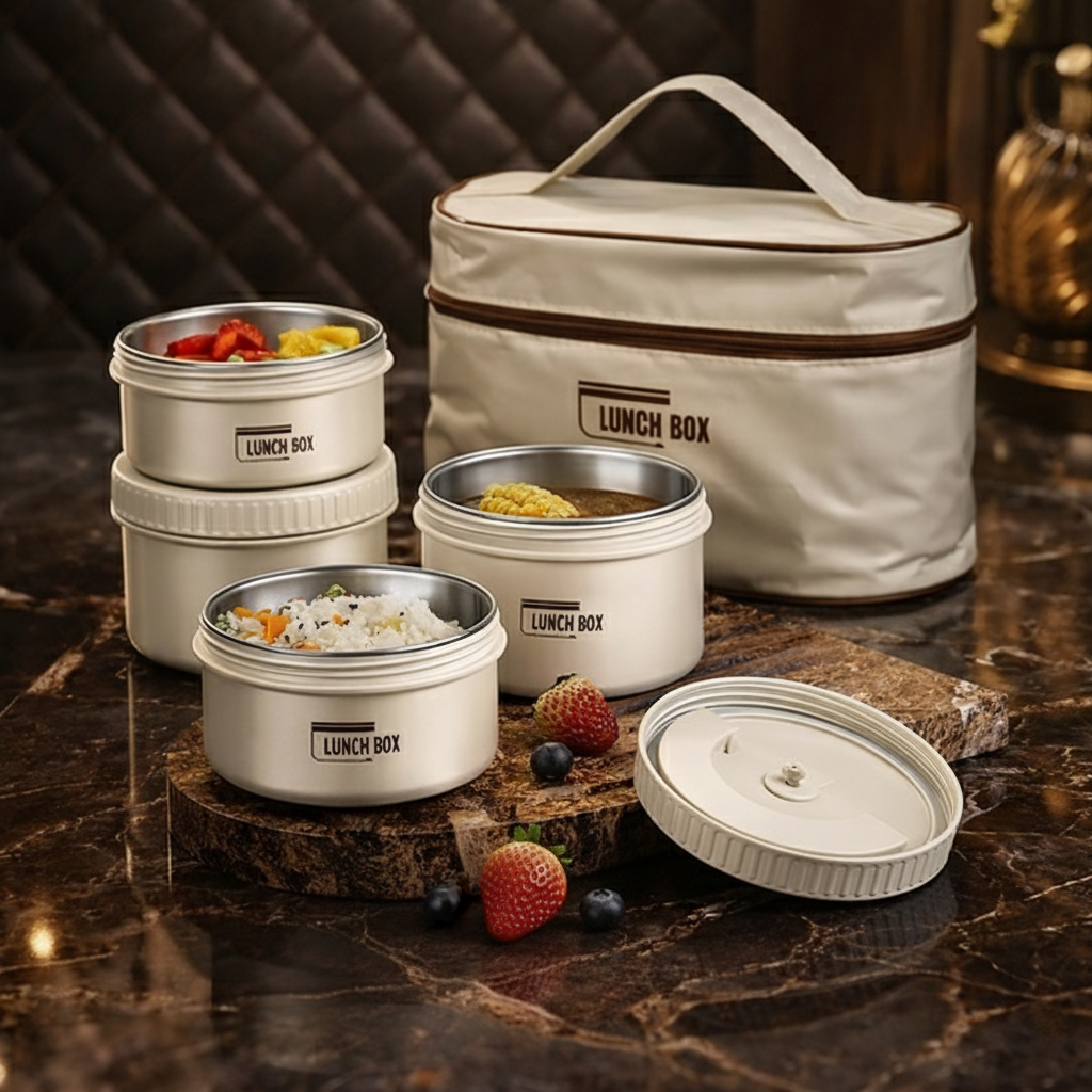Steel Meal Box Set with Thermal Insulated Carry Bag - All-In-One Store Pakistan