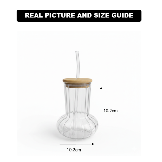 Modish Glass Tumbler with Wooden Lid & Glass Straw - All-In-One Store Pakistan