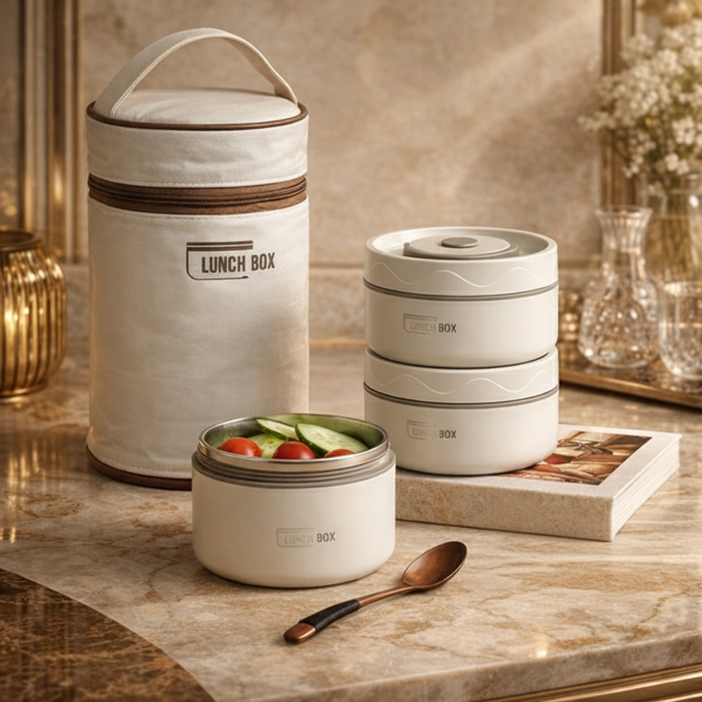 Steel Meal Box Set with Thermal Insulated Carry Bag - All-In-One Store Pakistan