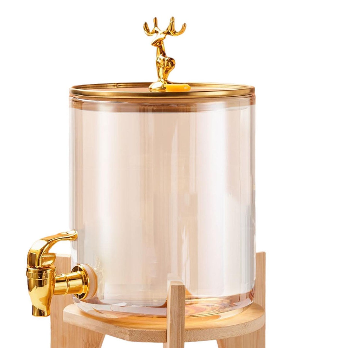 GoldenDeer Glass Dispenser with Airtight Lid and Bamboo Stand - All-In-One Store Pakistan