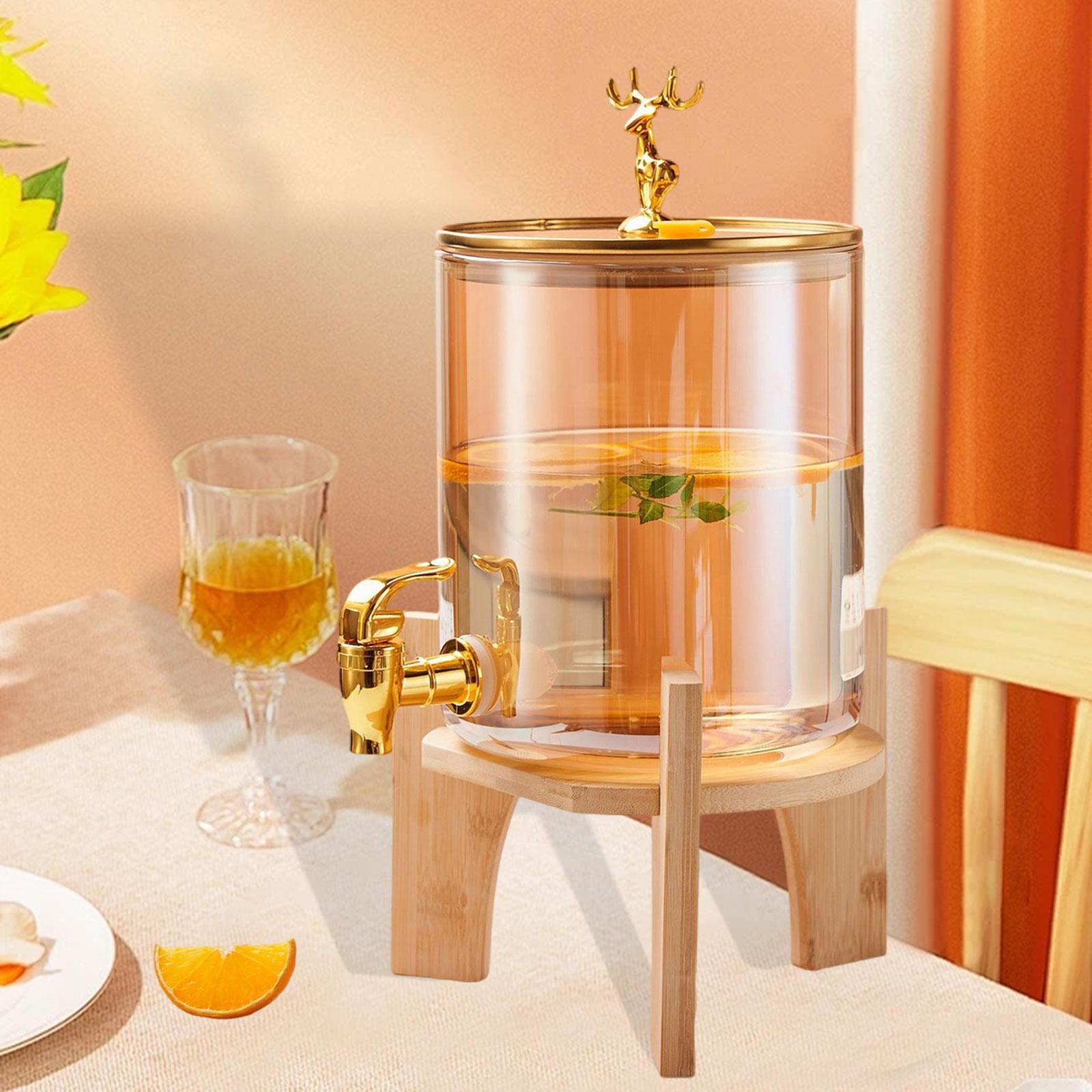 GoldenDeer Glass Dispenser with Airtight Lid and Bamboo Stand - All-In-One Store Pakistan