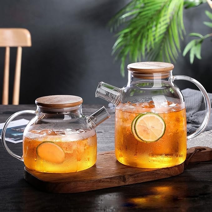Airtight Heat Resistant Glass Teapot with Wooden Lid - All-In-One Store Pakistan