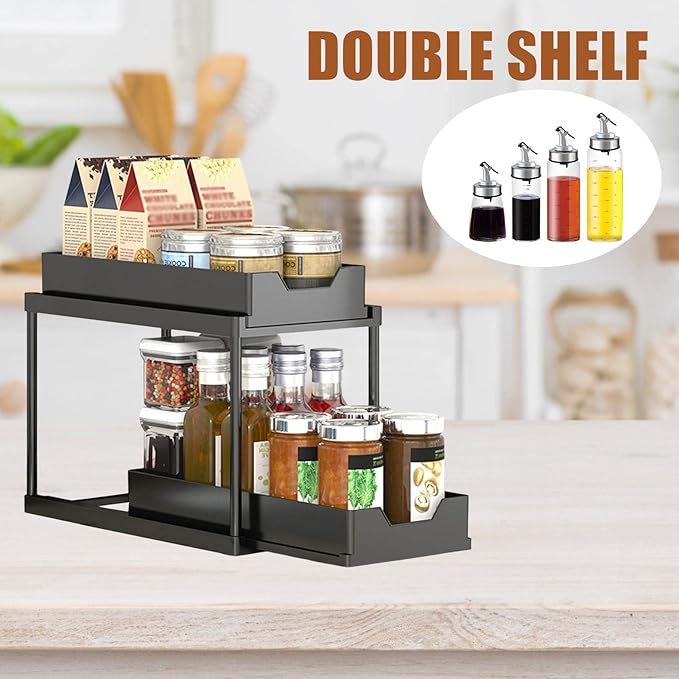 2 Tier Under Sink Organizer Sliding Cabinet Basket - All-In-One Store Pakistan
