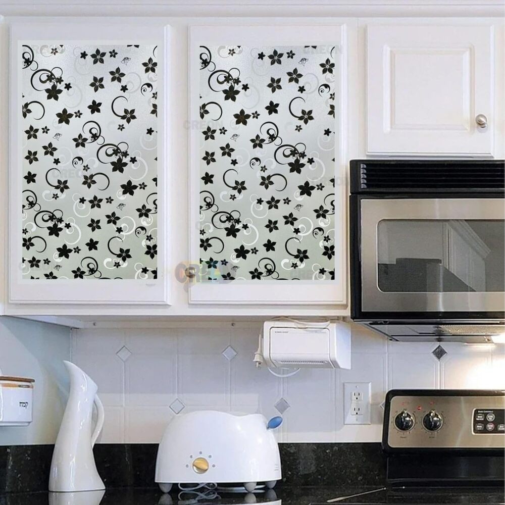 Frosted Floral & Swirls Privacy Window Film - All-In-One Store Pakistan