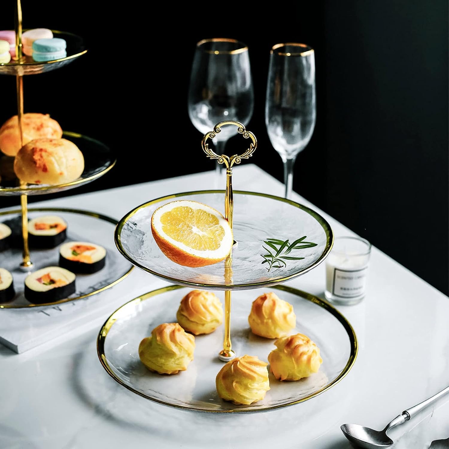 ElegantTower Serving Stand with Golden Handle - All-In-One Store Pakistan