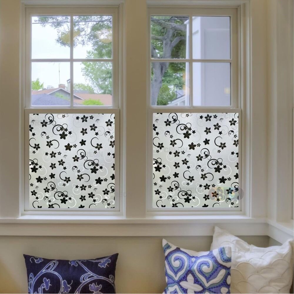 Frosted Floral & Swirls Privacy Window Film - All-In-One Store Pakistan