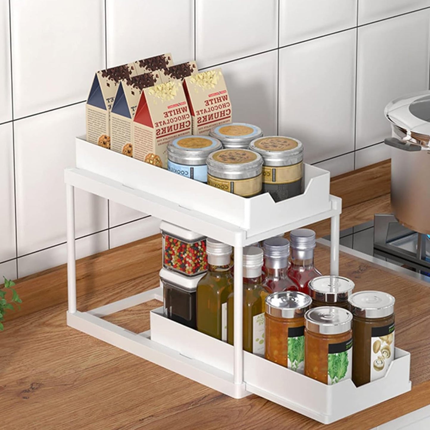 2 Tier Under Sink Organizer Sliding Cabinet Basket - All-In-One Store Pakistan