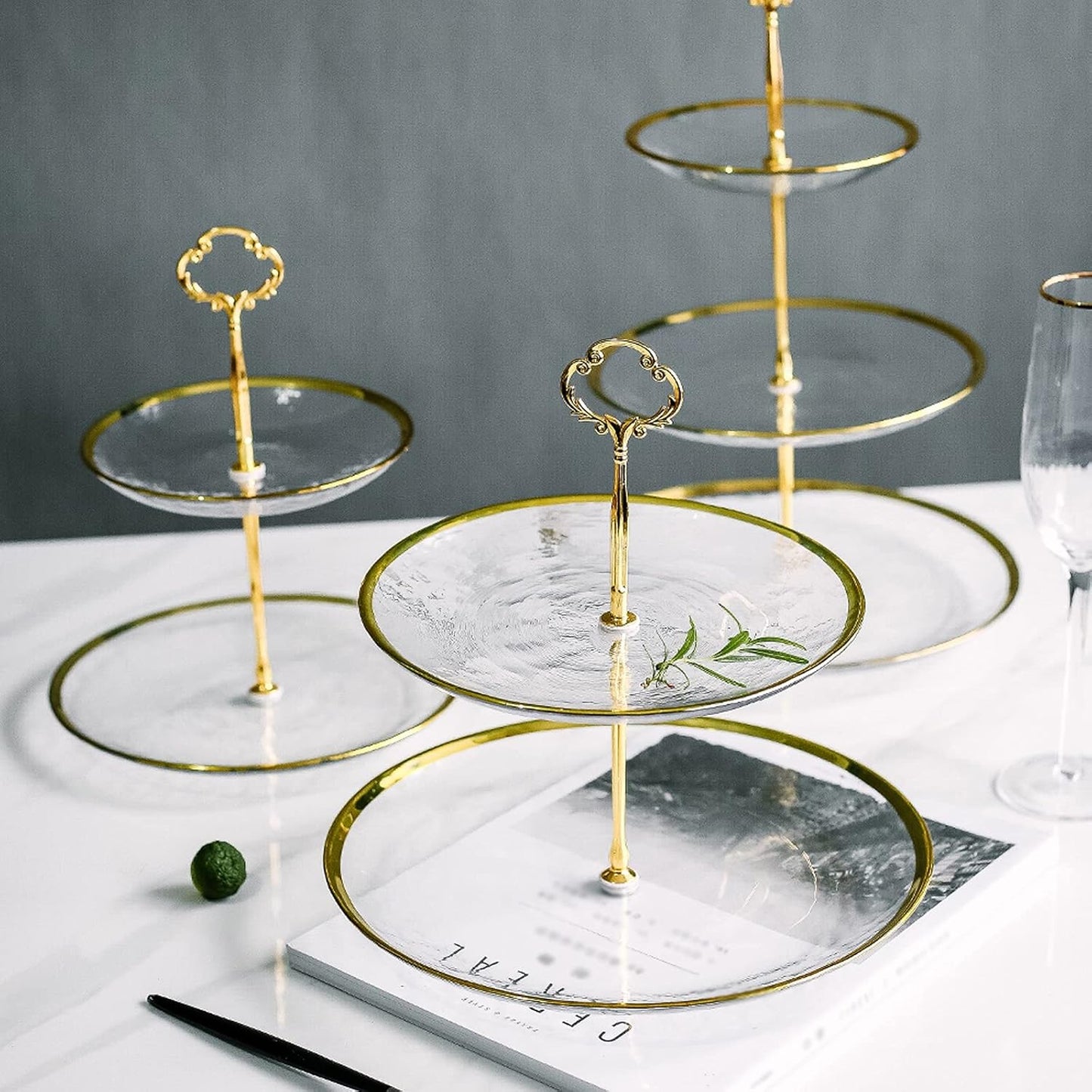 ElegantTower Serving Stand with Golden Handle - All-In-One Store Pakistan