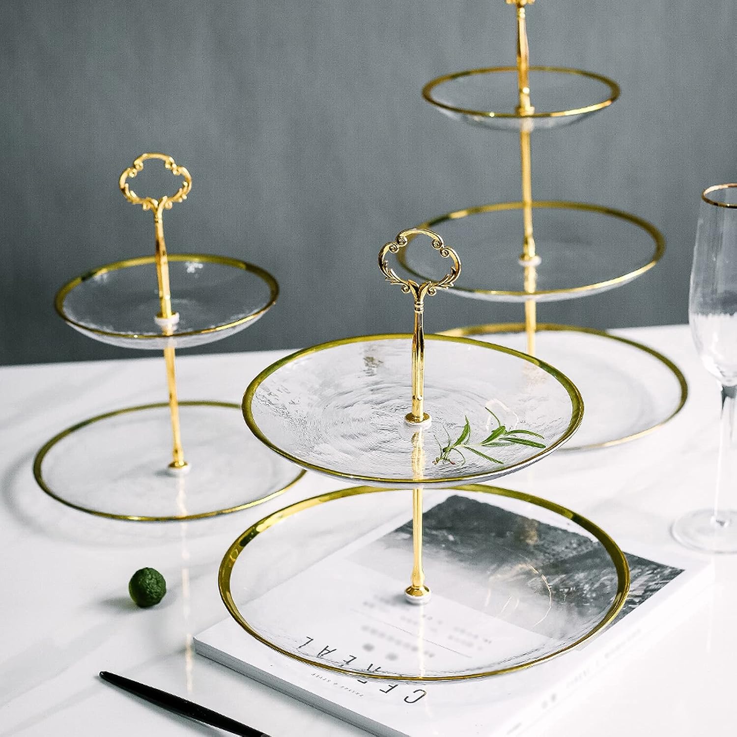 ElegantTower Serving Stand with Golden Handle - All-In-One Store Pakistan