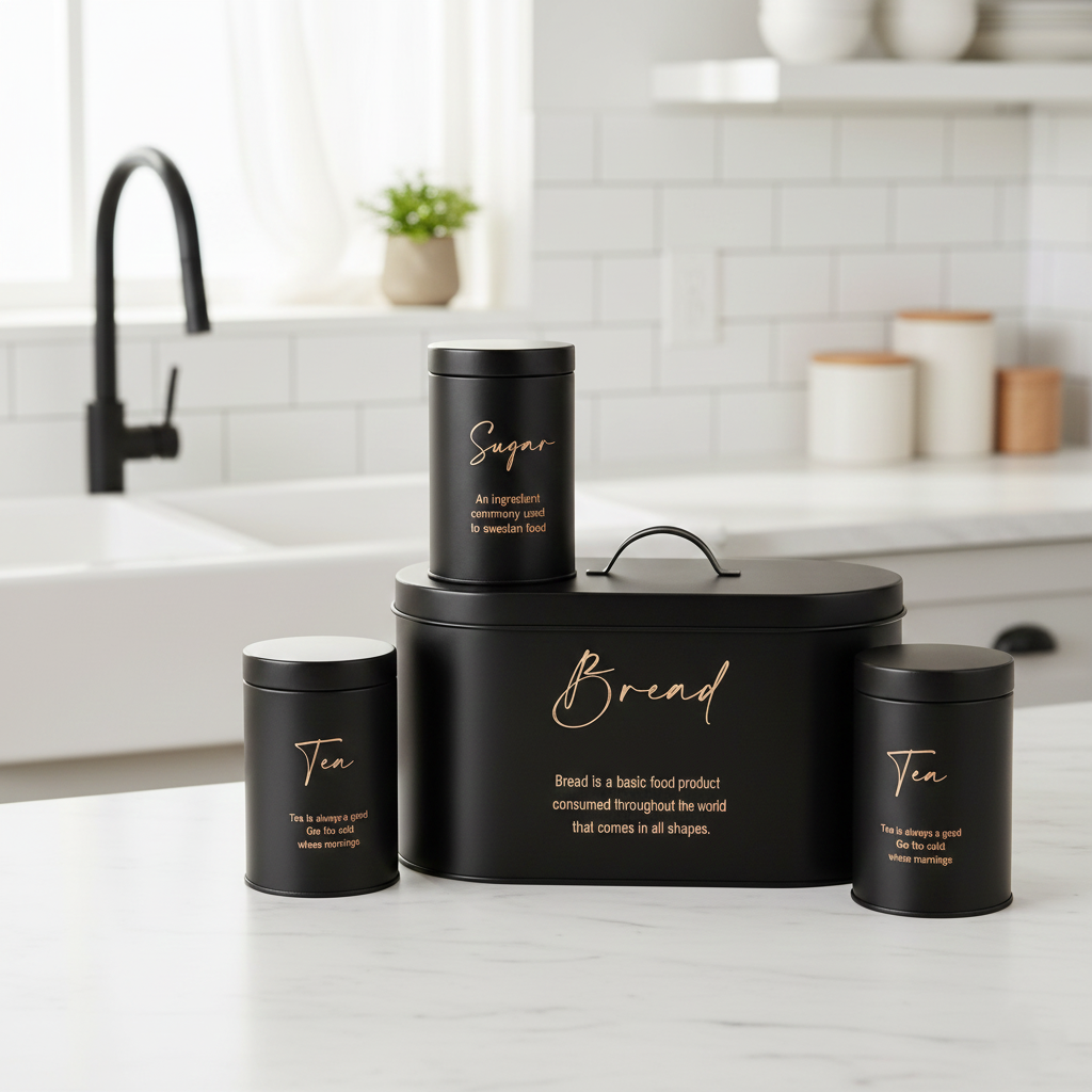 Luxury 4-Piece Bread, Tea, Coffee, and Sugar Canister Set - All-In-One Store Pakistan
