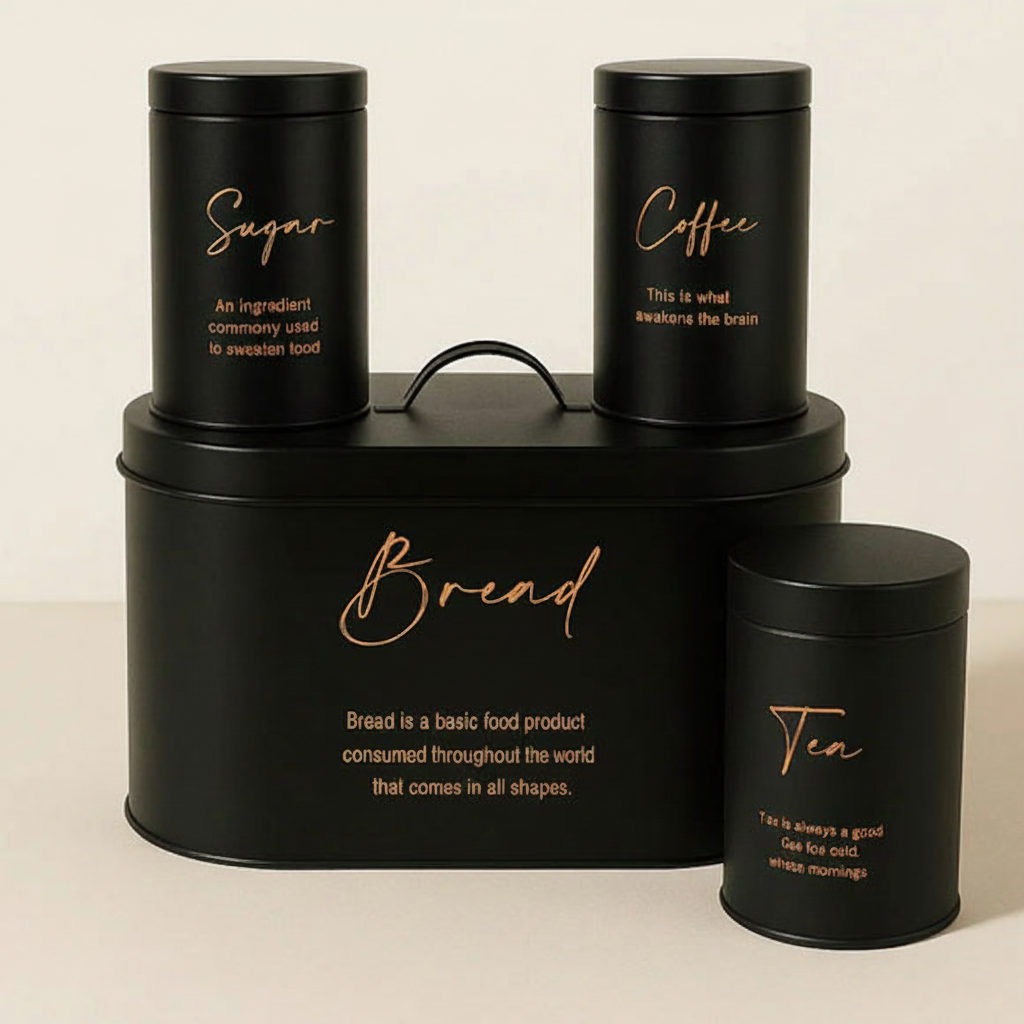 Luxury 4-Piece Bread, Tea, Coffee, and Sugar Canister Set - All-In-One Store Pakistan