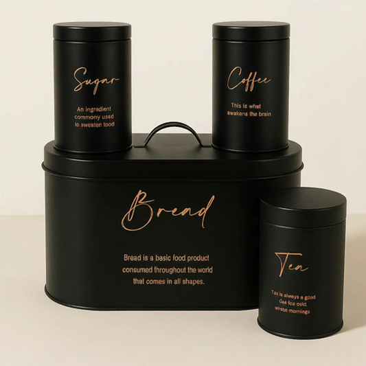 Luxury 4-Piece Bread, Tea, Coffee, and Sugar Canister Set - All-In-One Store Pakistan