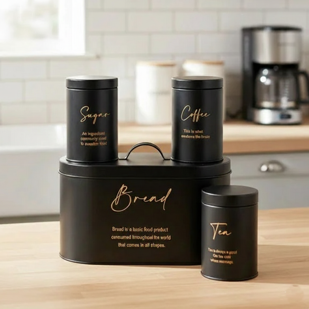 Luxury 4-Piece Bread, Tea, Coffee, and Sugar Canister Set - All-In-One Store Pakistan