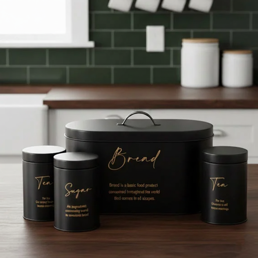 Luxury 4-Piece Bread, Tea, Coffee, and Sugar Canister Set - All-In-One Store Pakistan