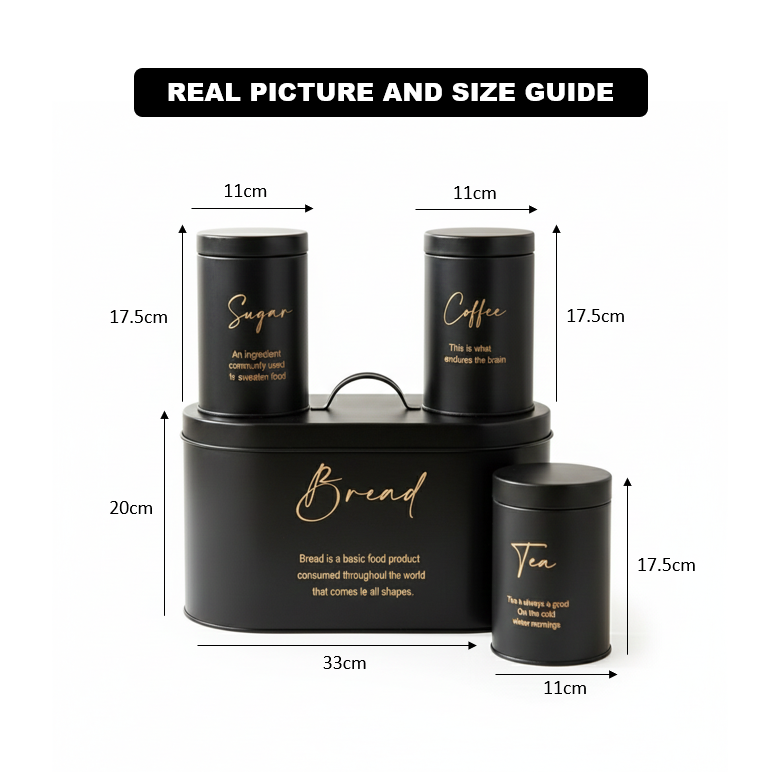 Luxury 4-Piece Bread, Tea, Coffee, and Sugar Canister Set - All-In-One Store Pakistan