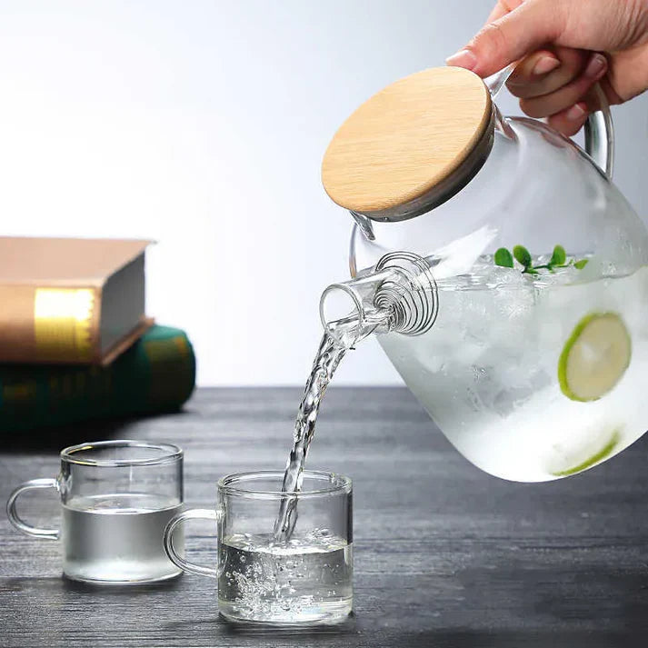 Airtight Heat Resistant Glass Teapot with Wooden Lid - All-In-One Store Pakistan
