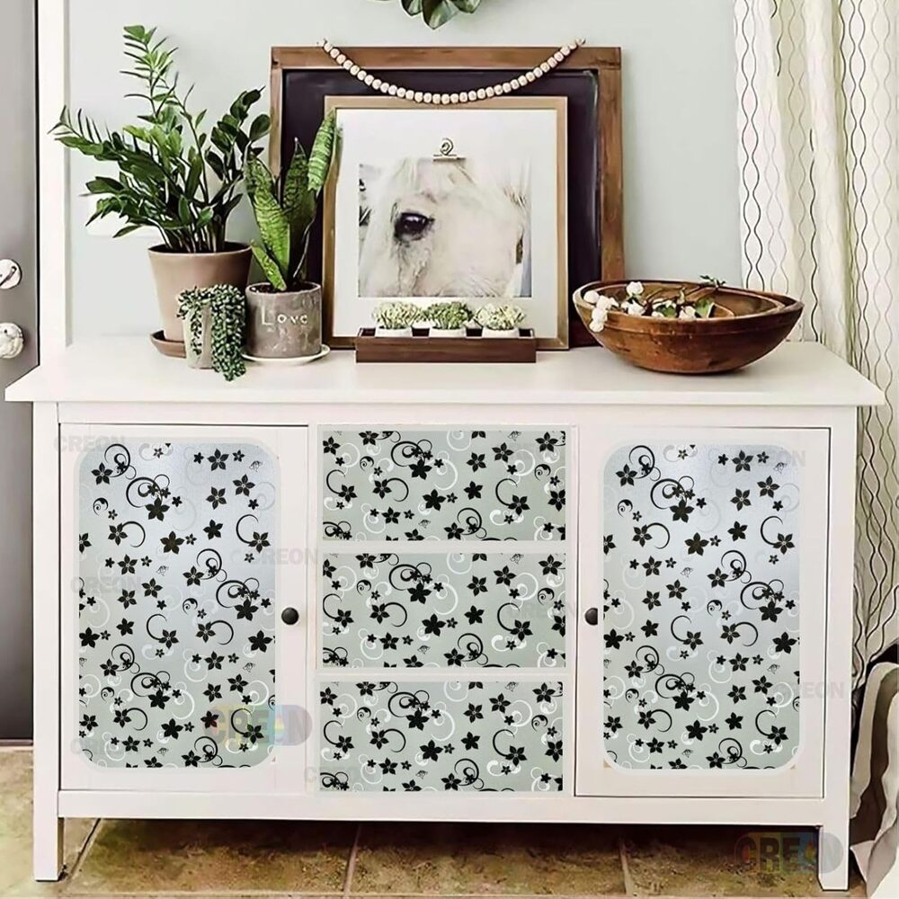 Frosted Floral & Swirls Privacy Window Film - All-In-One Store Pakistan
