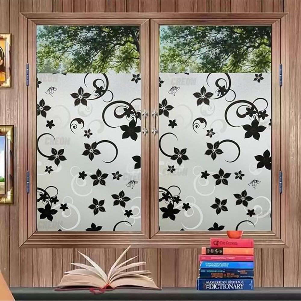 Frosted Floral & Swirls Privacy Window Film - All-In-One Store Pakistan