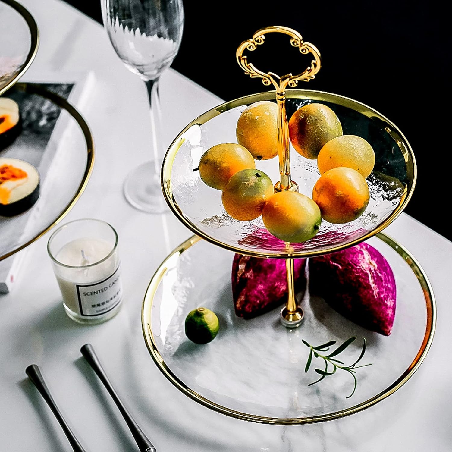ElegantTower Serving Stand with Golden Handle - All-In-One Store Pakistan