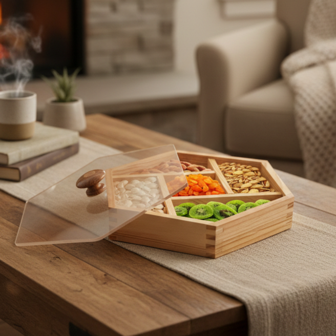 Serve & Store Wooden Snack Box - All-In-One Store Pakistan