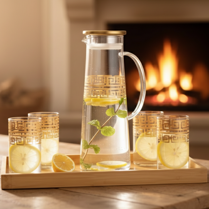 PrintedRim 8-Pcs Glass Beverage Set - All-In-One Store Pakistan