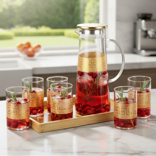 PrintedRim 8-Pcs Glass Beverage Set - All-In-One Store Pakistan