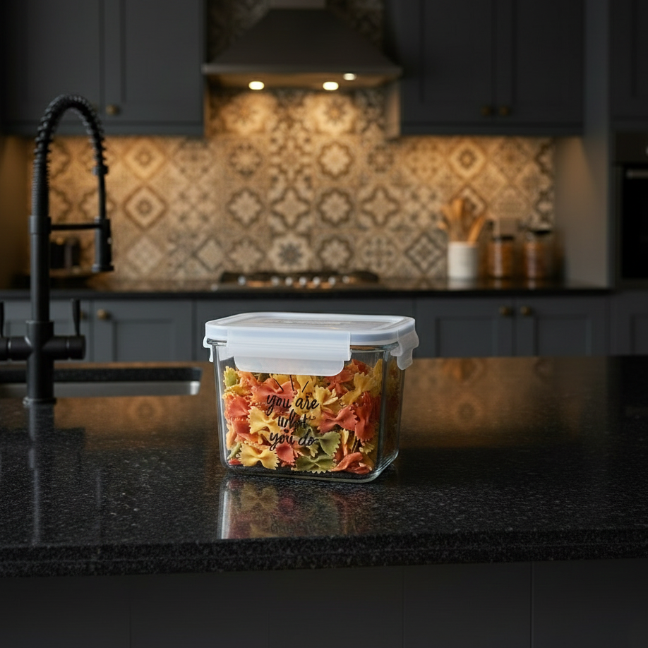 Printed Glass Container with Airtight Lid (2227) by Limon - All-In-One Store Pakistan
