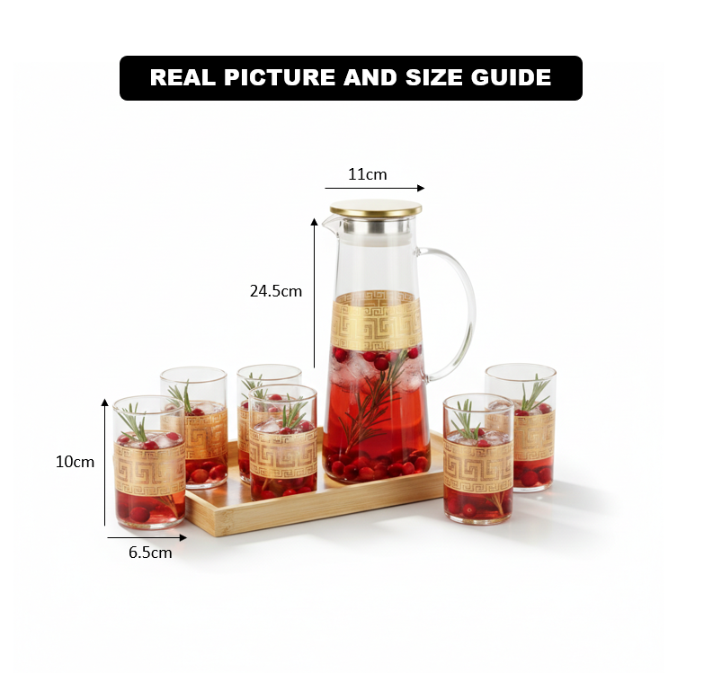 PrintedRim 8-Pcs Glass Beverage Set - All-In-One Store Pakistan