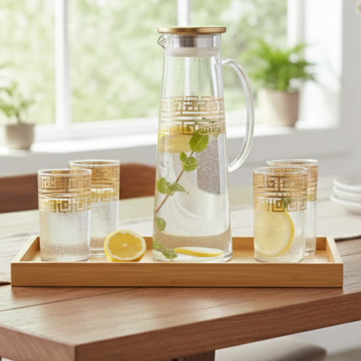 PrintedRim 8-Pcs Glass Beverage Set - All-In-One Store Pakistan