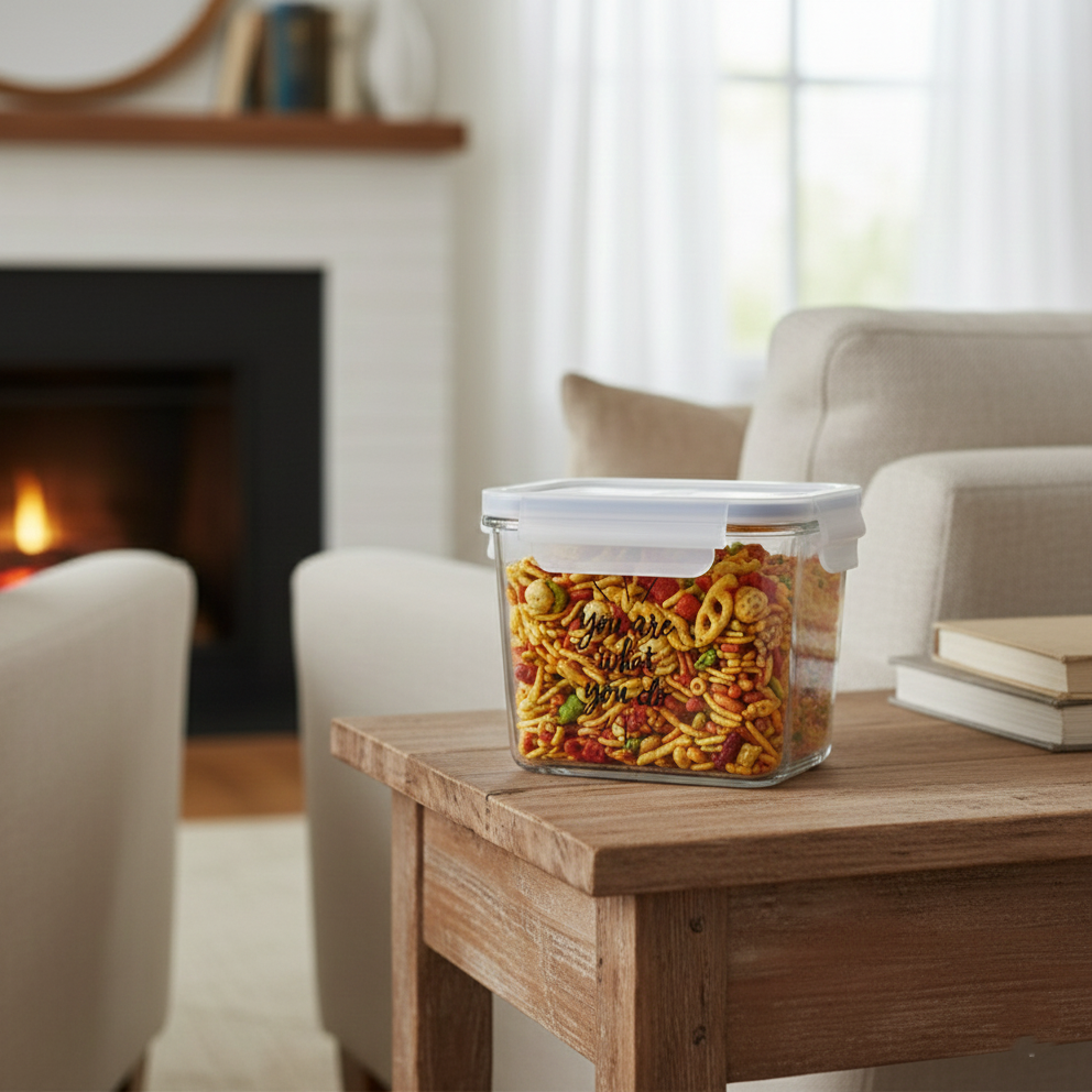 Printed Glass Container with Airtight Lid (2227) by Limon - All-In-One Store Pakistan