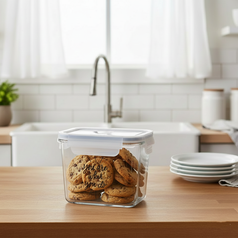 Printed Glass Container with Airtight Lid (2227) by Limon - All-In-One Store Pakistan