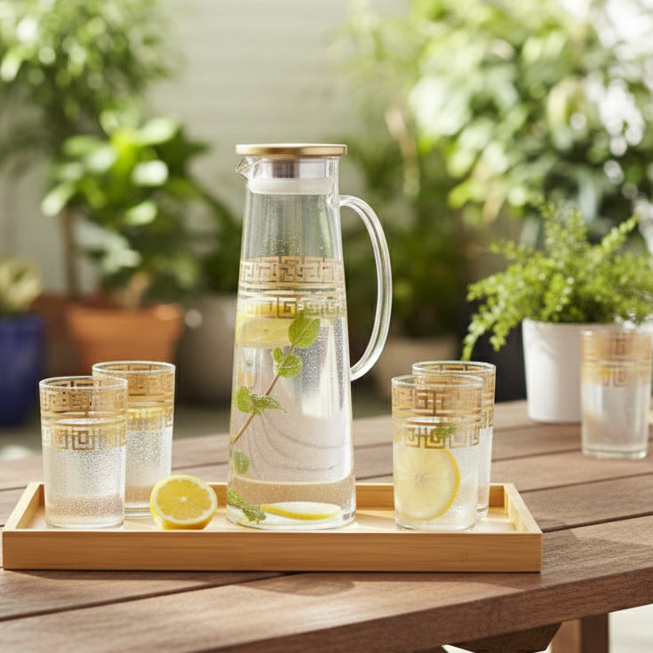 PrintedRim 8-Pcs Glass Beverage Set - All-In-One Store Pakistan
