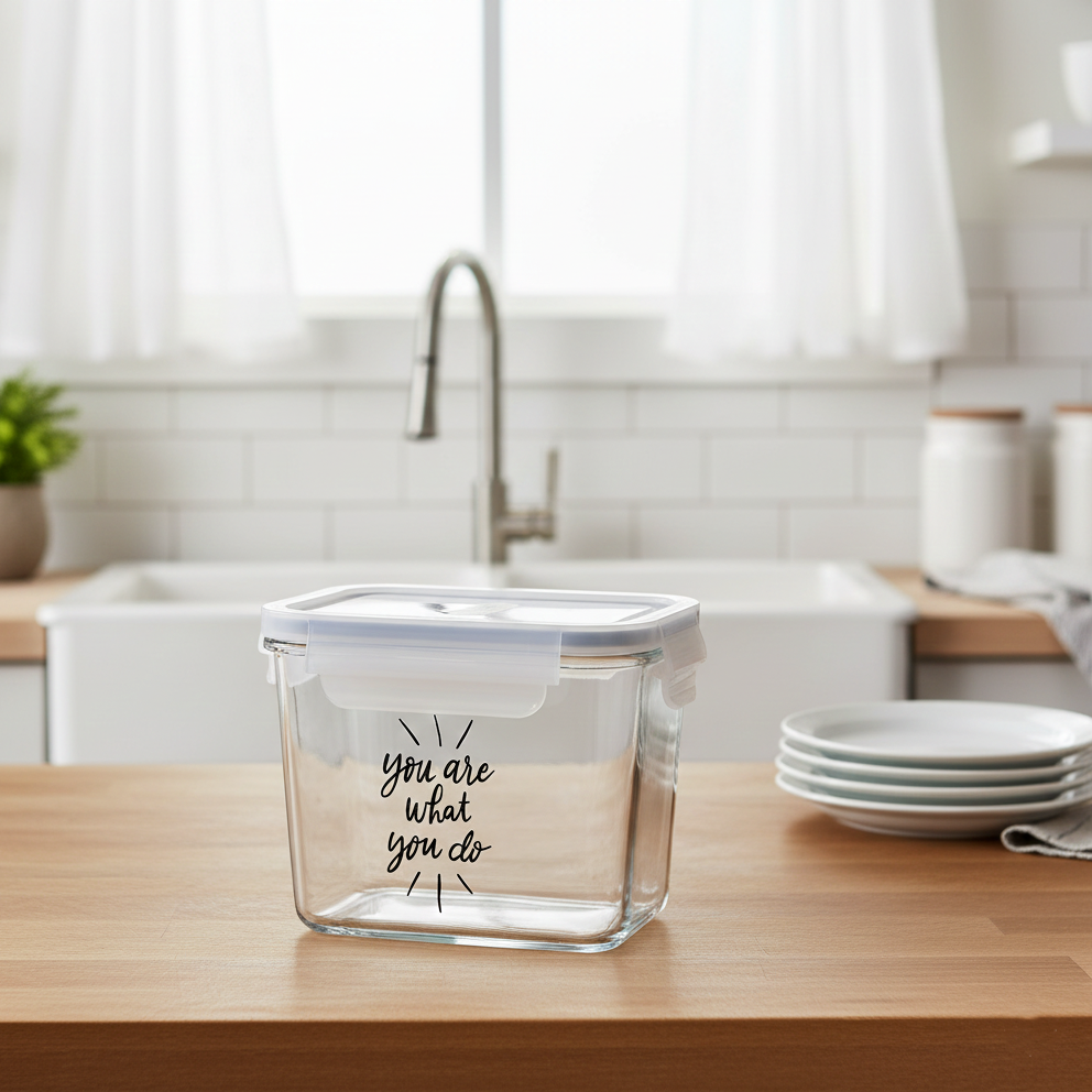Printed Glass Container with Airtight Lid (2227) by Limon - All-In-One Store Pakistan