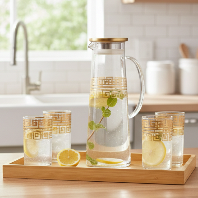 PrintedRim 8-Pcs Glass Beverage Set - All-In-One Store Pakistan