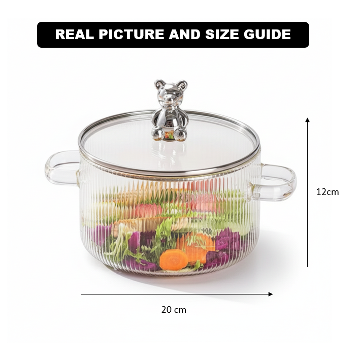 Borosilicate Glass Saucepan with Lid 2L - All-In-One Store Pakistan