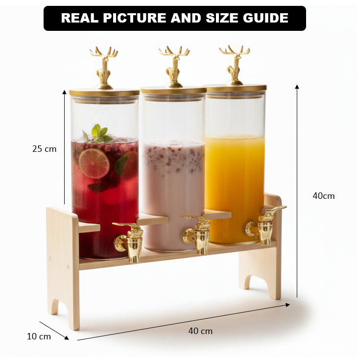 Antler-Topped Dispenser with Airtight Lid and Bamboo Stand – 3-Piece - All-In-One Store Pakistan