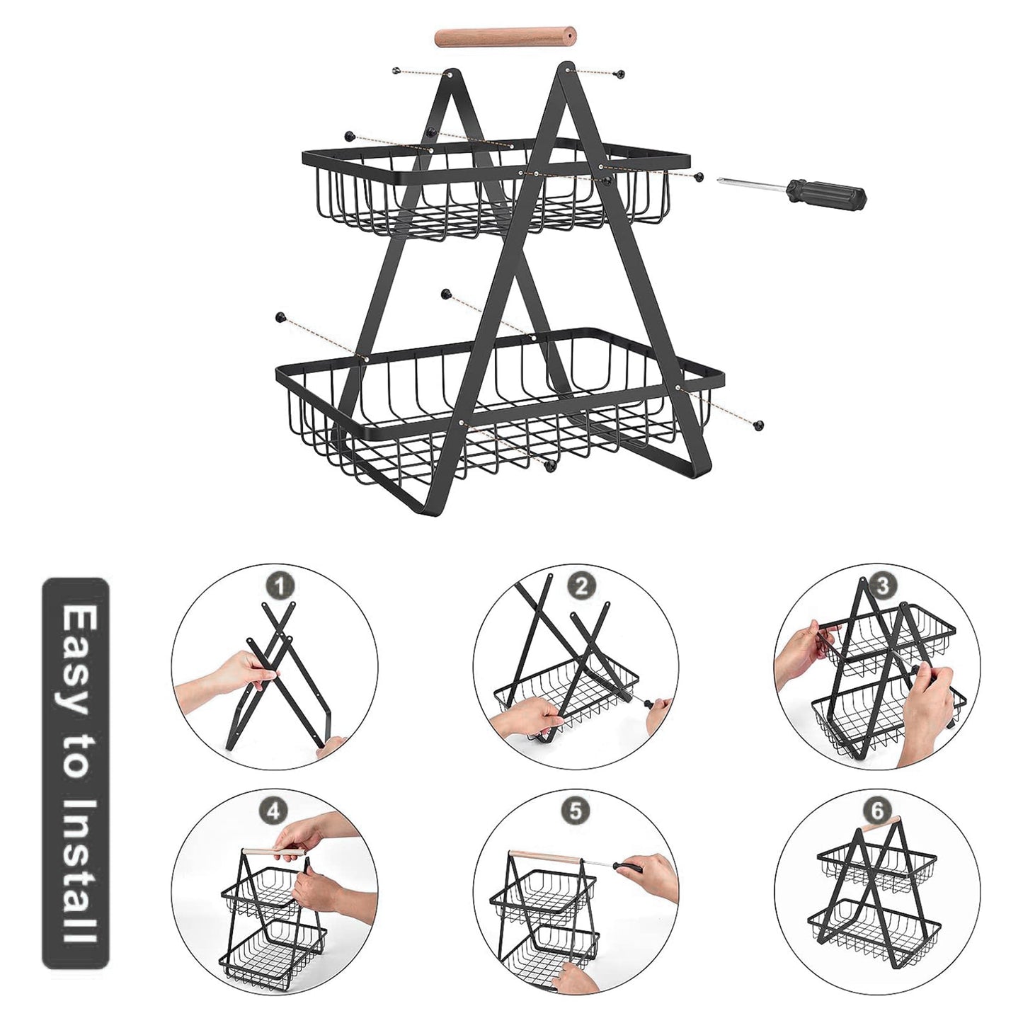 2-Tier Carry and Serve Fruit Basket by Matrix - All-In-One Store Pakistan