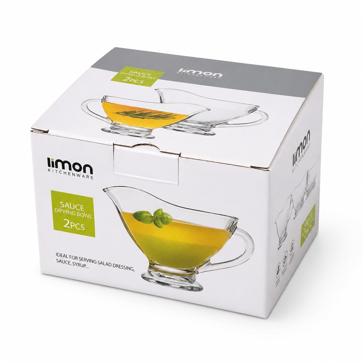 2-Pcs Sauce Dipping & Serving Glass Bowls (2356) by Limon - All-In-One Store Pakistan