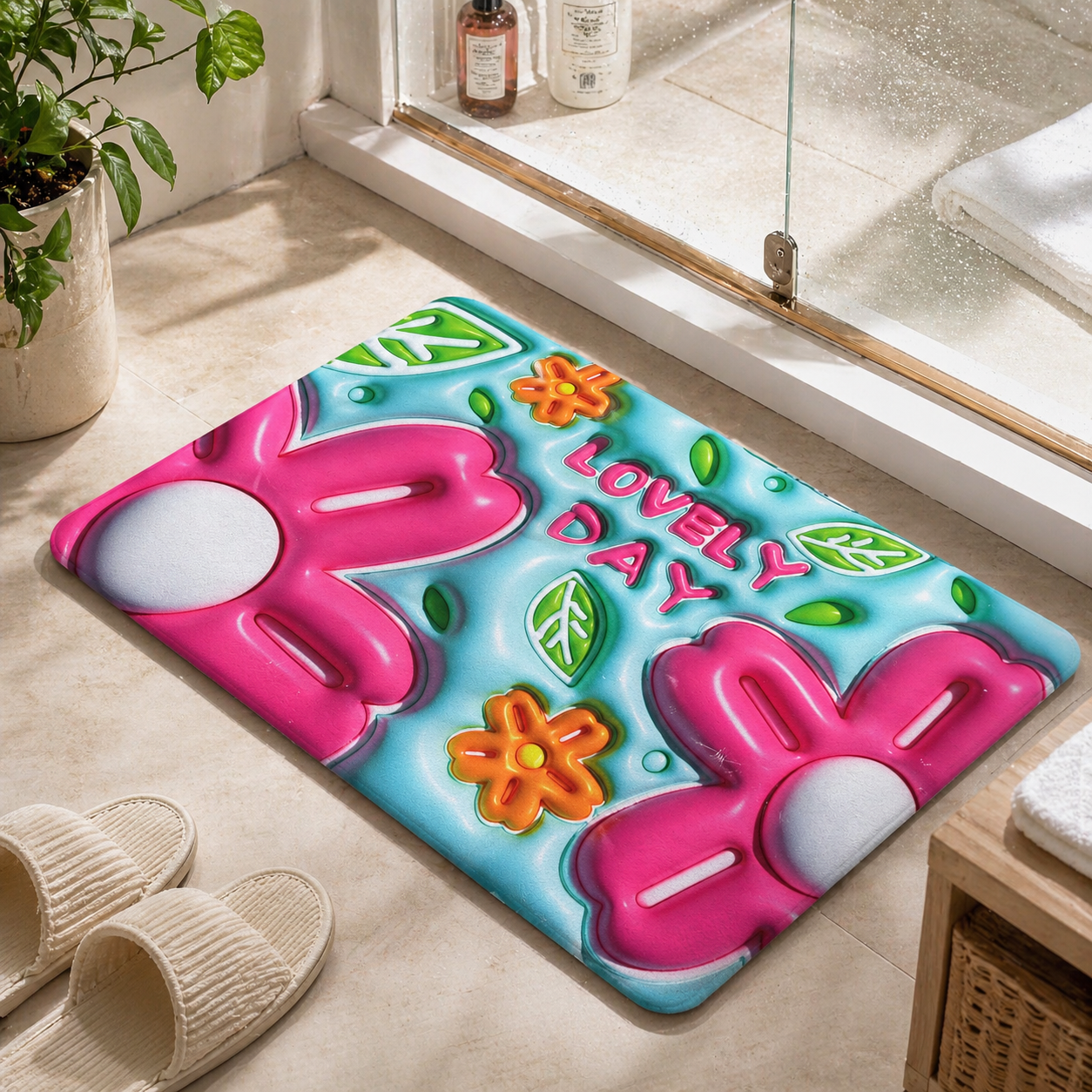 3D Blossom QuickDry Non-Slip Bath Mat - All-In-One Store Pakistan