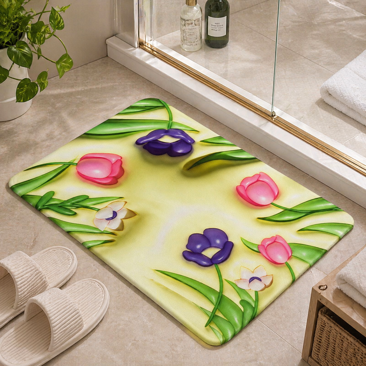 3D Blossom QuickDry Non-Slip Bath Mat - All-In-One Store Pakistan