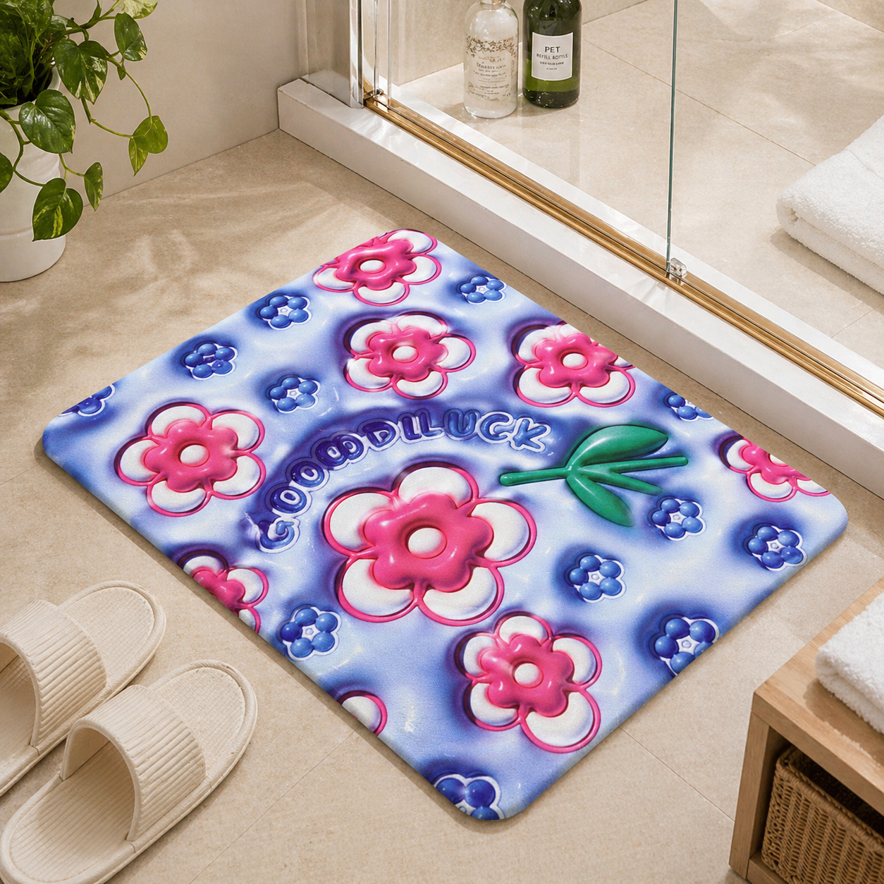 3D Blossom QuickDry Non-Slip Bath Mat - All-In-One Store Pakistan