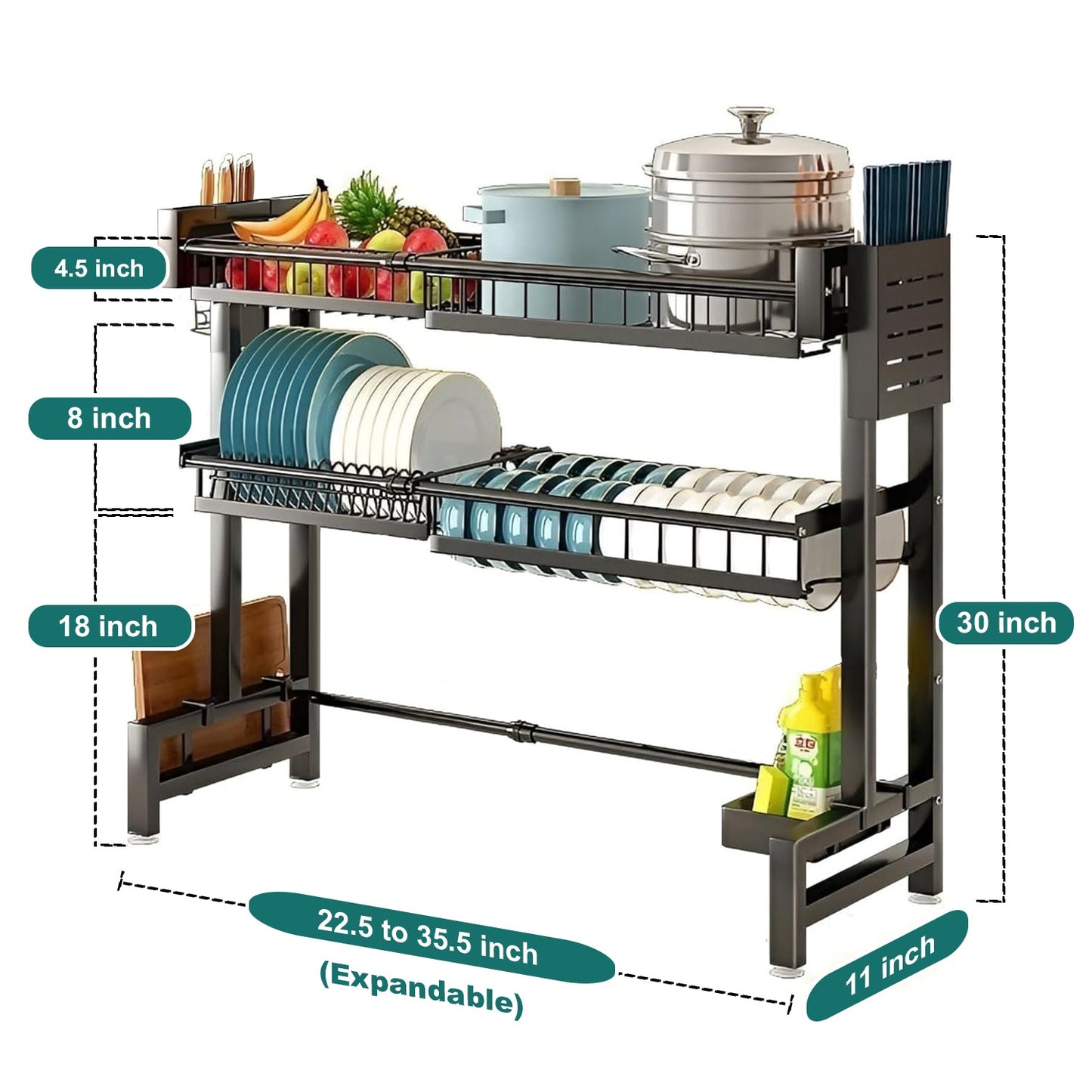 Expandable 2-Tier  OverSink Dish Drying Rack By Matrix - All-In-One Store Pakistan