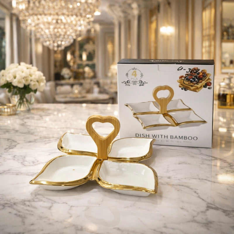 GoldenHeart 4-Section Ceramic Platter - All-In-One Store Pakistan