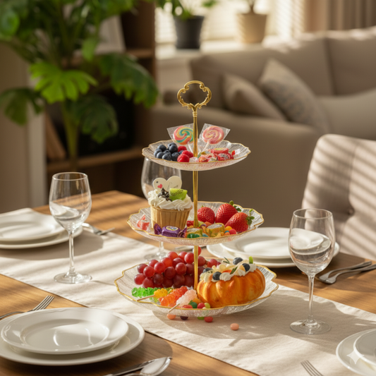 DelightTower 3-Tier Golden Serving Stand - All-In-One Store Pakistan