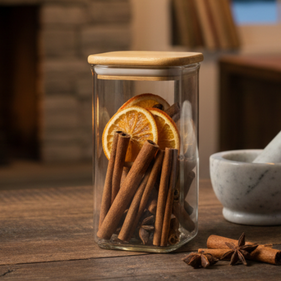 500ml Square Food Storage Jar with Wooden Lid (2197) by Limon - All-In-One Store Pakistan