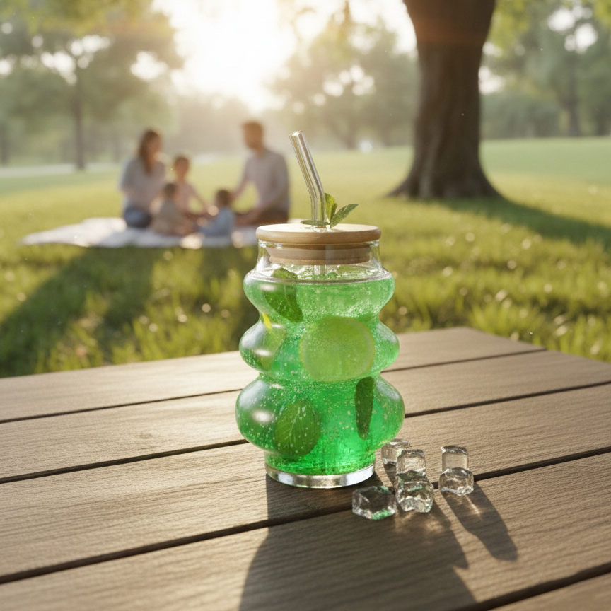 SmokyRippled Airtight Glass Tumbler with Straw - All-In-One Store Pakistan