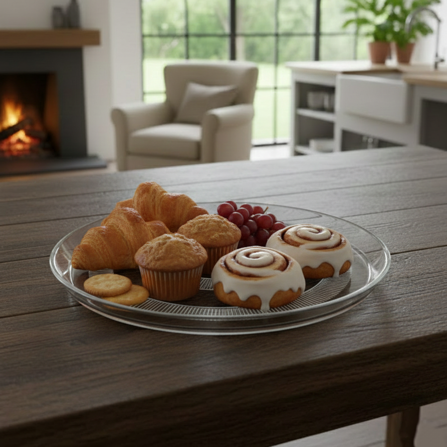 Majestic Round Glass Serving Platter by Limon - All-In-One Store Pakistan