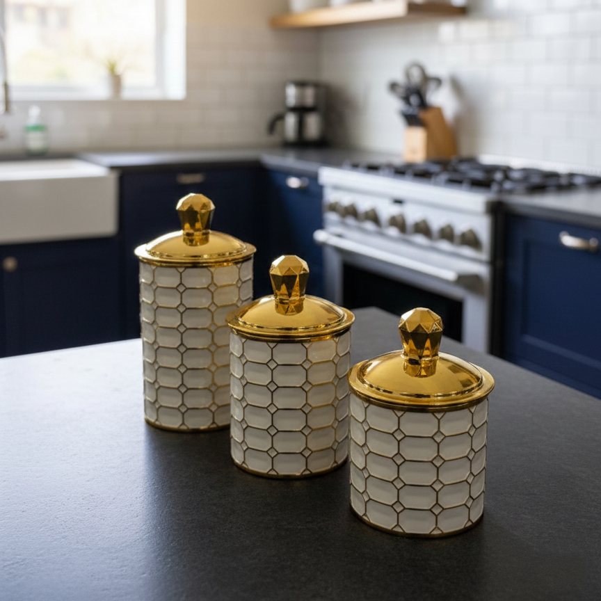 Octagon & Diamond Canister Trio - Solid - All-In-One Store Pakistan