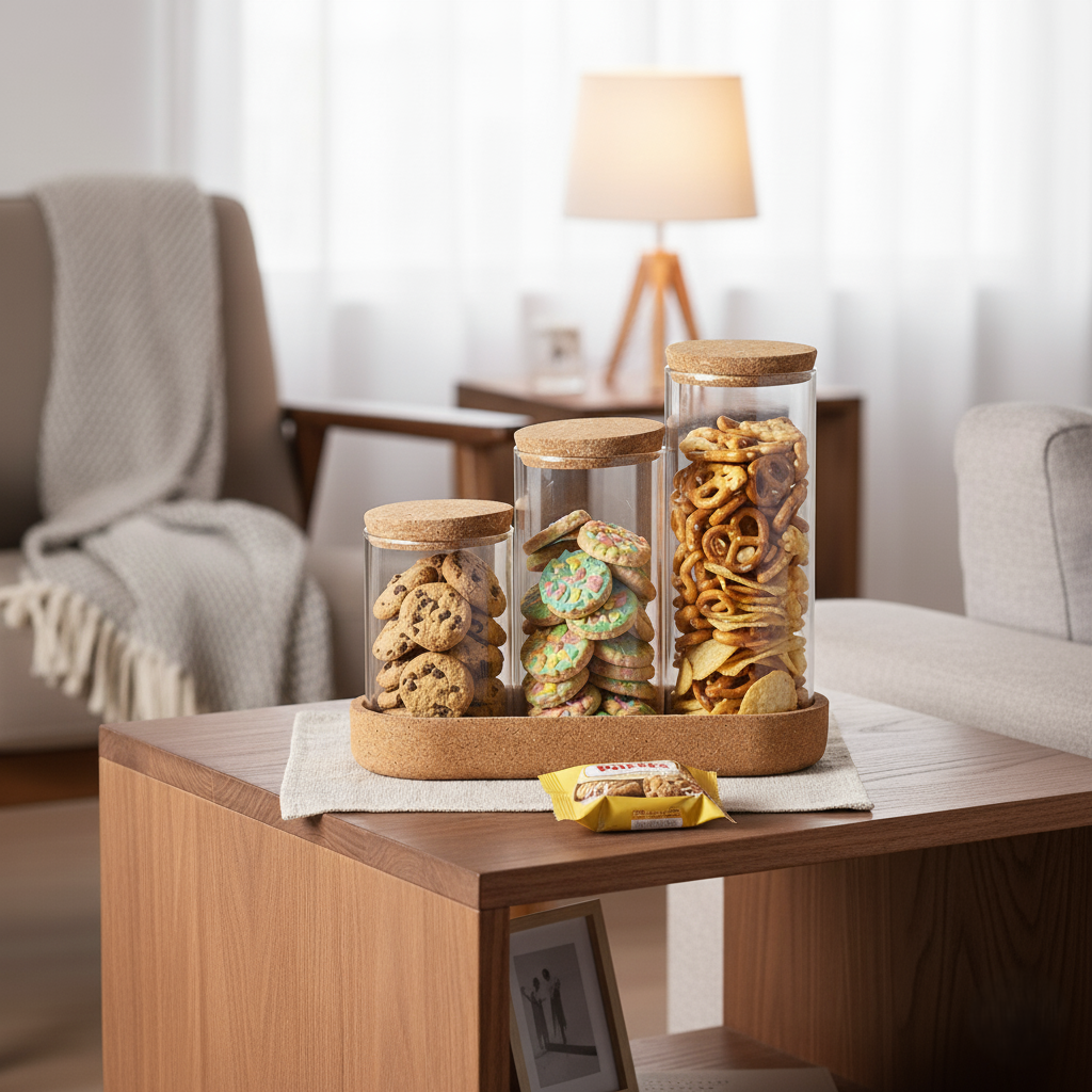 Classic Glass Storage Jar Set with Cork Lids & Tray - All-In-One Store Pakistan